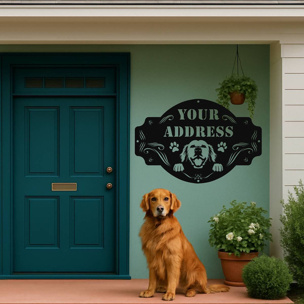 The Peeking Golden Retriever - Custom Metal Sign