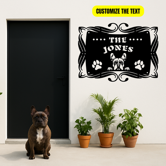 The Peeking French Bulldog  - Custom Metal Sign