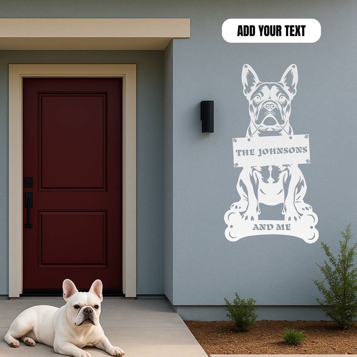 French Bulldog Holding a Sign - Custom Metal Sign