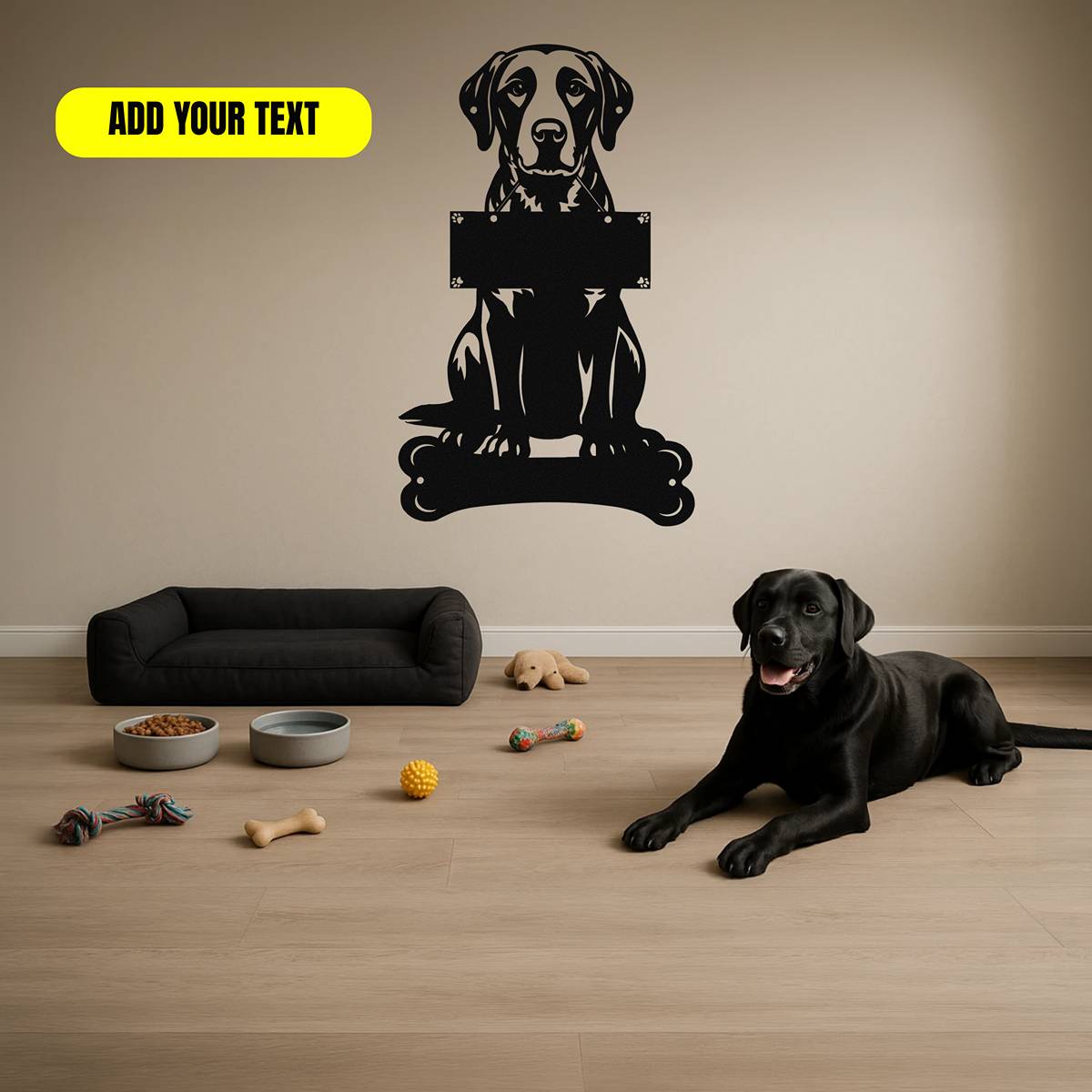 Labrador Retriever Holding a Sign - Custom Metal Sign