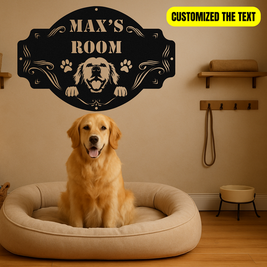 The Peeking Golden Retriever  - Custom Metal Sign