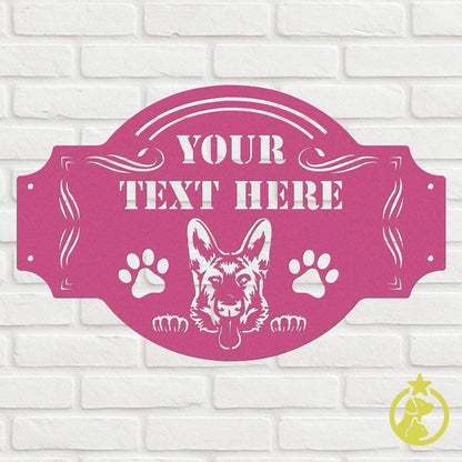 The Peeking German Shepherd - Custom Metal Sign