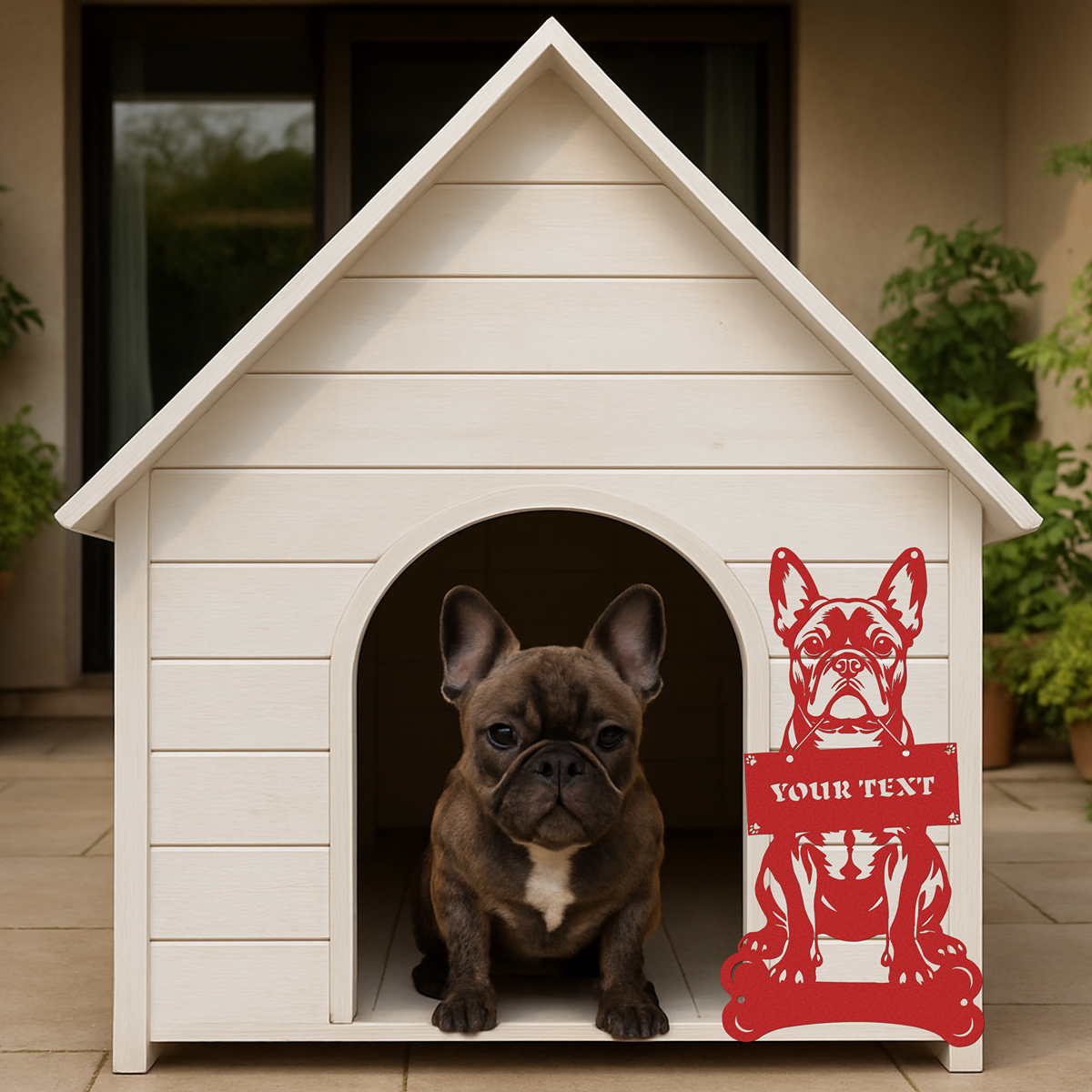 French Bulldog Holding a Sign - Custom Metal Sign