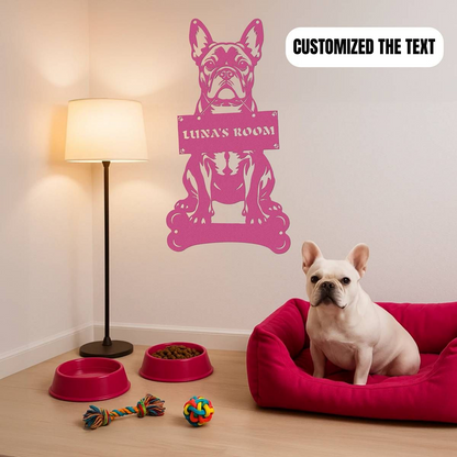 French Bulldog Holding a Sign - Custom Metal Sign