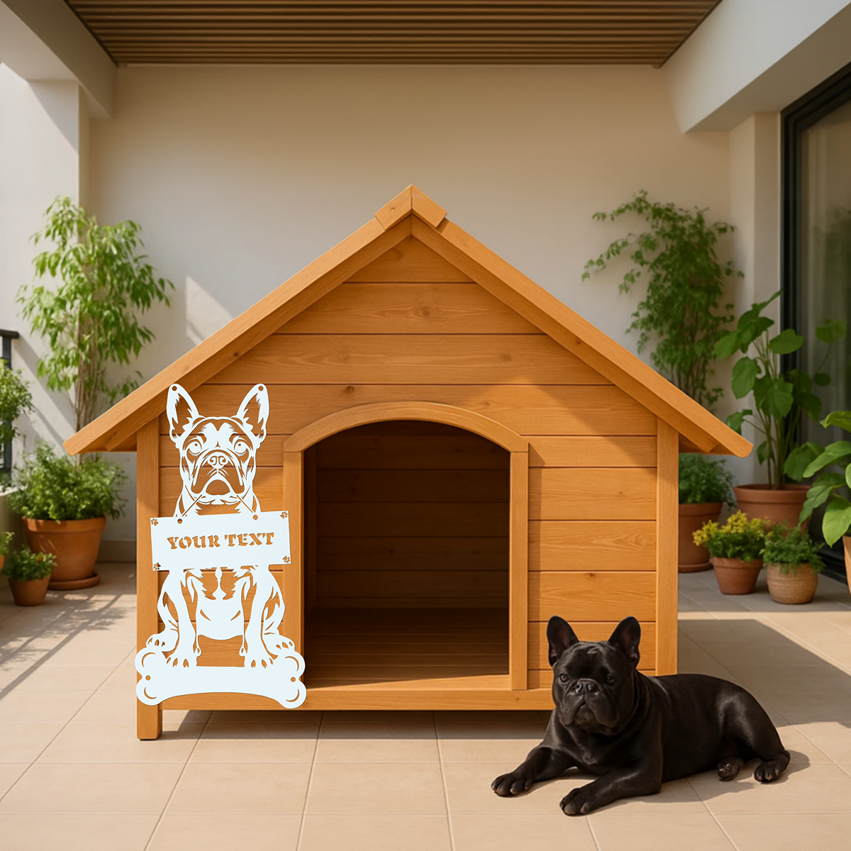 French Bulldog Holding a Sign - Custom Metal Sign