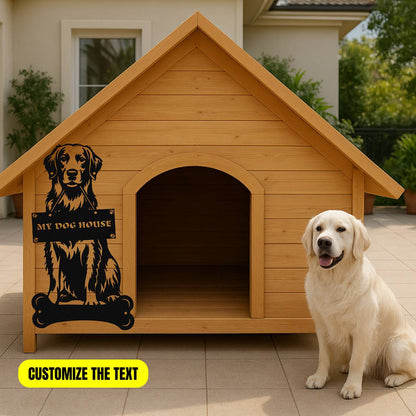 Golden Retriever Holding a Sign - Custom Metal Sign
