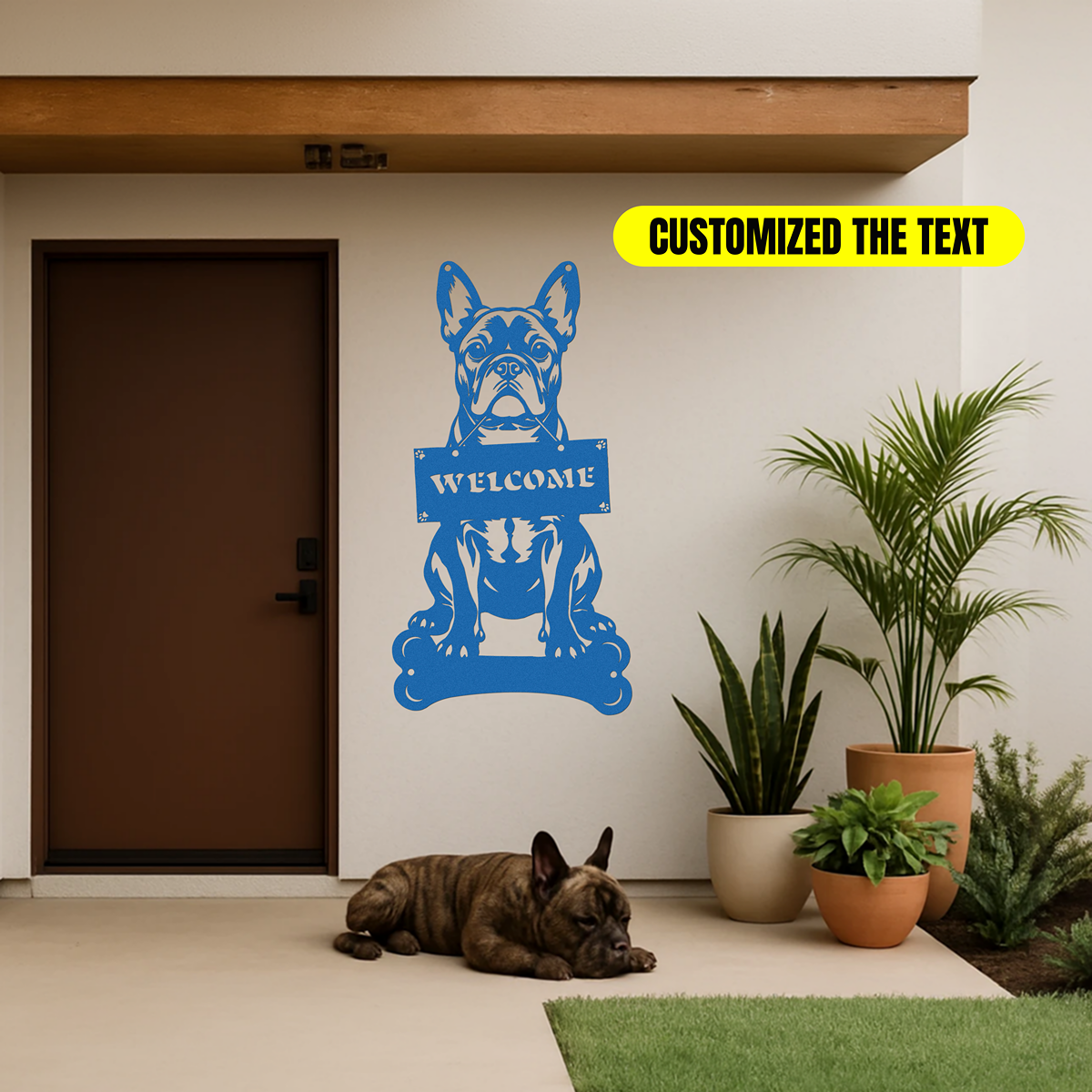 French Bulldog Holding a Sign - Custom Metal Sign
