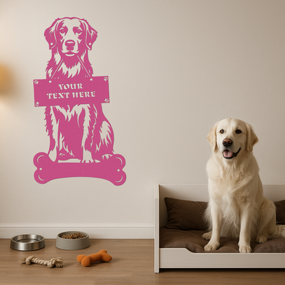 Golden Retriever Holding a Sign - Custom Metal Sign