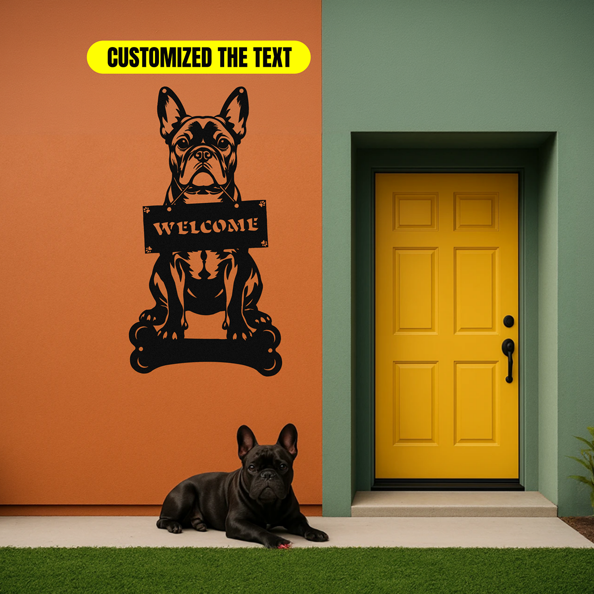 French Bulldog Holding a Sign - Custom Metal Sign