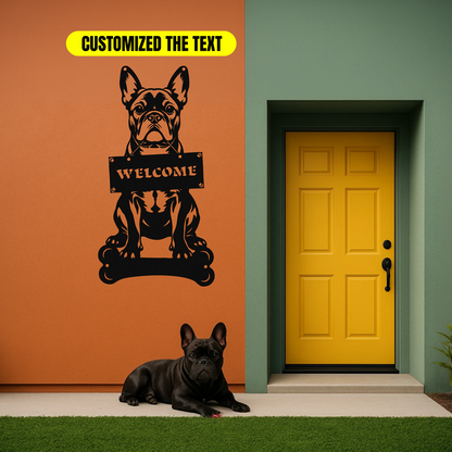 French Bulldog Holding a Sign - Custom Metal Sign