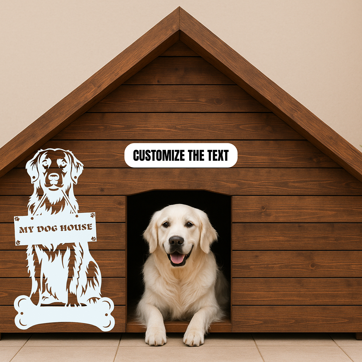 Golden Retriever Holding a Sign - Custom Metal Sign