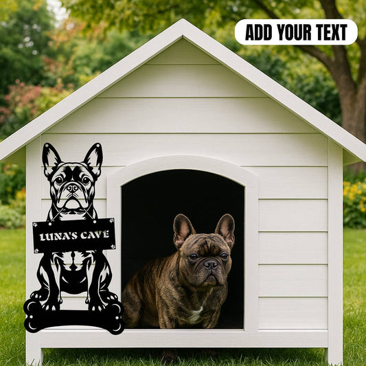 French Bulldog Holding a Sign - Custom Metal Sign