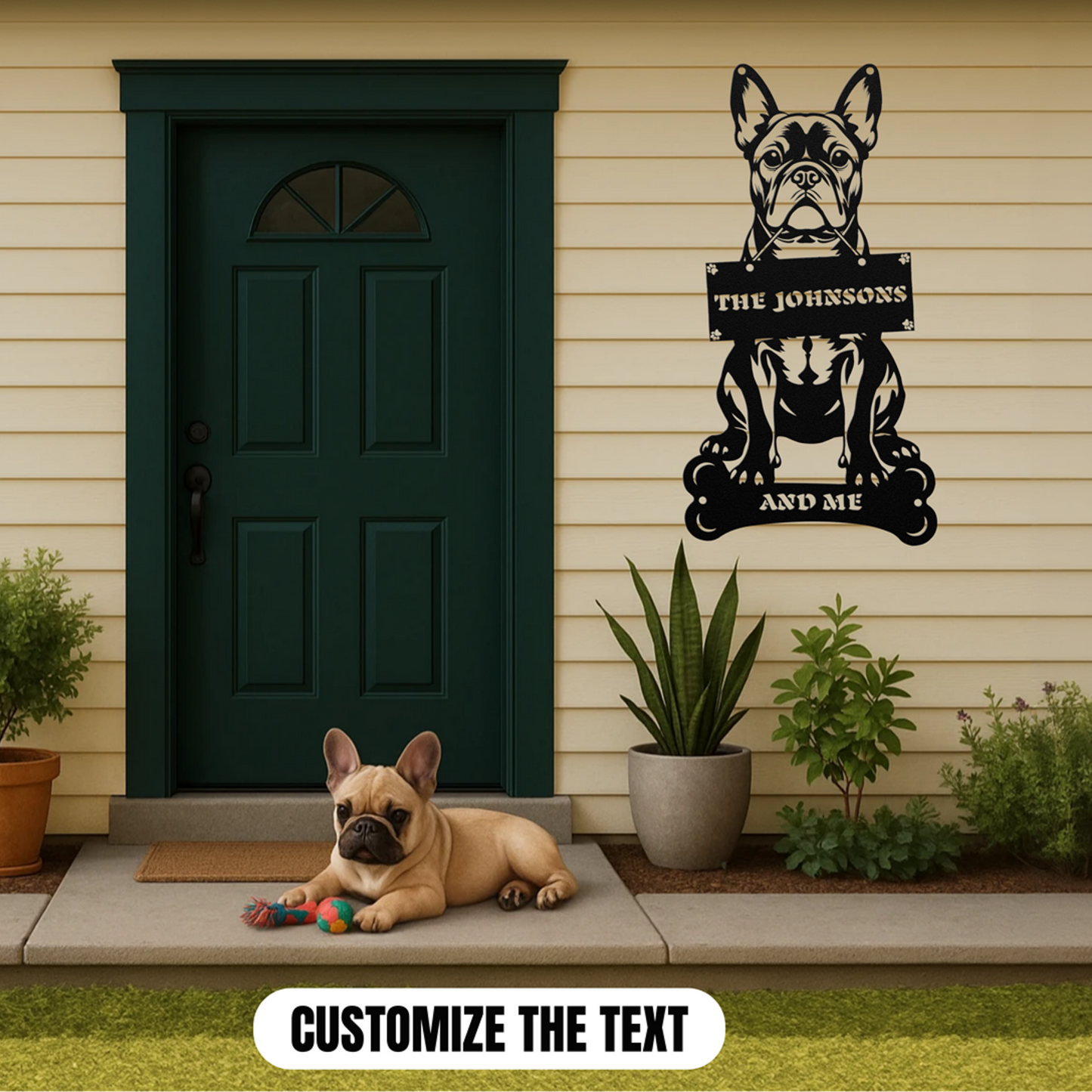 French Bulldog Holding a Sign - Custom Metal Sign